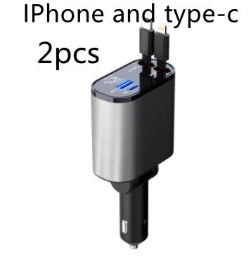 شاحن سيارة معدني 100 وات سريع الشحن ولاعة سجائر السيارة ومحول USB وTYPE-C