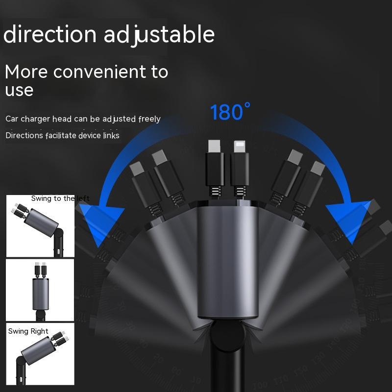شاحن سيارة معدني 100 وات سريع الشحن ولاعة سجائر السيارة ومحول USB وTYPE-C