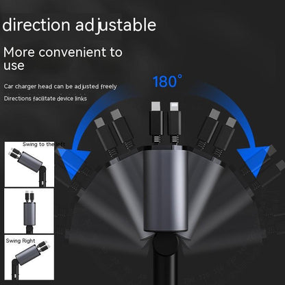 شاحن سيارة معدني 100 وات سريع الشحن ولاعة سجائر السيارة ومحول USB وTYPE-C