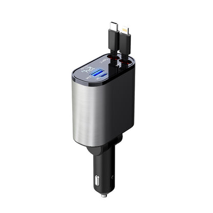شاحن سيارة معدني 100 وات سريع الشحن ولاعة سجائر السيارة ومحول USB وTYPE-C